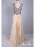 Silver Sequin Formal Dresses Modest Peach Wedding Guest Dresses for Summer APD3487-SheerGirl