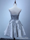 Silver Strapless Mini Lace Homecoming Dresses Shiny Sequin Homecoming Dress ARD1517-SheerGirl