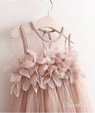 Simple Applique Blush Pink Flower Girl Dresses Ankle Length ARD1313-SheerGirl