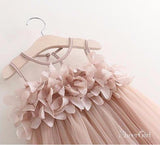 Simple Applique Blush Pink Flower Girl Dresses Ankle Length ARD1313-SheerGirl