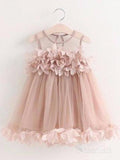 Simple Applique Blush Pink Flower Girl Dresses Ankle Length ARD1313-SheerGirl