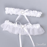 Simple Bridal Garter Set with Bow & Beads Cheap Wedding Garters ACC1014-SheerGirl