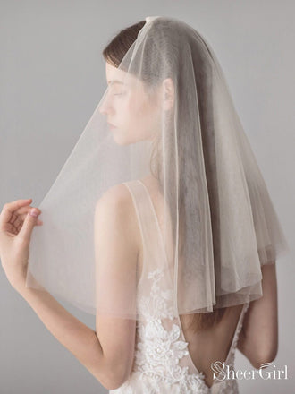 Two Tier Ivory Lace Short Bridal Veils Mid Length Wedding Veil ACC1065