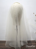 Simple Champagne Short Wedding Veils Blusher Veil ACC1083-SheerGirl