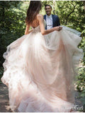 Simple Champagne Tulle Ball Gown Wedding Dresses Plus Size Bridal Dress AWD1312-SheerGirl