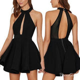 Simple Cheap Halter Homecoming Dresses Backless Black Cocktail Dress ARD1398-SheerGirl