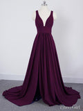 Simple Cheap Long Bridesmaid Dresses with Slit V Neck Formal Dress PB10108-SheerGirl