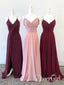 Simple Chiffon Bridesmaid Dresses Spaghetti Straps Pleated Bodice Cheap Formal Dresses ARD2475