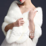 Simple Ivory Faux Fur Bridal Wraps Wedding Wrap WJ0003-SheerGirl