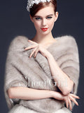 Simple Ivory Faux Fur Bridal Wraps Wedding Wrap WJ0003-SheerGirl