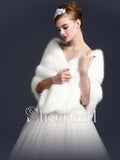 Simple Ivory Faux Fur Bridal Wraps Wedding Wrap WJ0003-SheerGirl