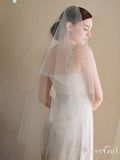 Simple Ivory Tulle Drop Veil Crystal Comb Wedding Veils ACC1054-SheerGirl