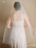 Simple Ivory Tulle Drop Veil Crystal Comb Wedding Veils ACC1054-SheerGirl