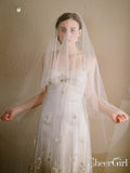 Simple Ivory Tulle Drop Veil Crystal Comb Wedding Veils ACC1054-SheerGirl