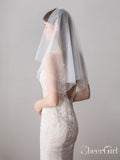 Simple Ivory Tulle Wedding Veil Waist Length with Pearls ACC1047-SheerGirl