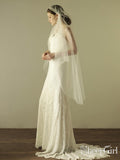 Simple Knee Length Ivory Tulle Juliet Cap Veils ACC1056-SheerGirl