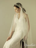 Simple Knee Length Ivory Tulle Juliet Cap Veils ACC1056-SheerGirl