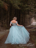 Simple Off the Shoulder Wedding Dresses Champagne Tulle Weding Gown AWD1341-SheerGirl