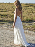 Simple Spaghetti Strap Beach Wedding Dresses with Lace Top AWD1324-SheerGirl