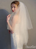 Simple Two Tier Ivory Short Wedding Veils ACC1061-SheerGirl