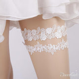 Simple White Lace Wedding Garter Set Stretchy Bridal Garters ACC1013-SheerGirl