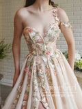 Single Shoulder Sweetheart Neckline 3D Flower Decorated A Line Prom Dress ARD2603-SheerGirl