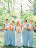 Sky Blue Lace Top Bridesmaid Dreseses Sleeveelss Long Cheap Bridesmaid Dresses ARD1143-SheerGirl