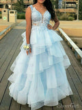 Sky Blue Ruffle Skirt Prom Dresses Sweet 16 Princess Graduation Dress APD3216-SheerGirl