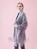 Soft Winter Wraps Scarf Lilac Chic Wool Shawls with Tassels WJ0015-SheerGirl