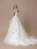 Spaghetti Strap Beaded Wedding Dresses Multilayered Wedding Princess Ballgown AWD1004-SheerGirl