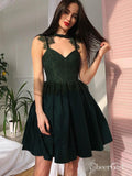 Spaghetti Strap Lace Deep Green Homecoming Dresses with Choker ard1682-SheerGirl