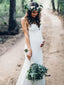 Vestidos de novia de encaje de maternidad con tirantes finos Vestido de novia con tubo de sirena marfil AWD1246 