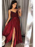 Spaghetti Strap Prom Dresses Long Lace V Neck Maxi High Split Evening Ball Gowns 2018 APD3264-SheerGirl