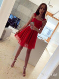 Spaghetti Strap Red Short Prom Dress Mini Chic Homecoming Dress ARD1850-SheerGirl