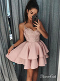 Spaghetti Strap Shiny Mini Homecoming Dresses Chic Summer Hoco Dress ARD1544-SheerGirl