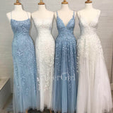 Spaghetti Strap Sky Blue Mermaid Prom Dresses Backless Pageant Formal Dress ARD1783-SheerGirl