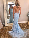 Spaghetti Strap Sky Blue Mermaid Prom Dresses Backless Pageant Formal Dress ARD1783-SheerGirl