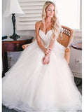 Spaghetti Strap Sweetheart Neck Ivory Tulle Beach Wedding Dresses AWD1228-SheerGirl