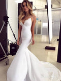 Spaghetti Strap V Neck Lace Satin Mermaid Prom Dress ARD1887-SheerGirl