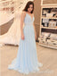 Spaghetti Strap V-neck Beaded Top Chiffon Prom Dresses APD3131