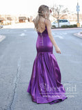 Spaghetti Straps Deep V Neckline Mermaid Sparkly Prom Dress with Ruffle Bottom ARD2637-SheerGirl