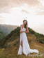 Spaghetti Straps Ivory Chiffon Lace Boho Wedding Dresses AWD1687