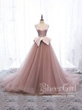 Spaghetti Straps Sweetheart Neckline Tulle Ball Gown with Corset Back Long Prom Dress ARD2644-SheerGirl