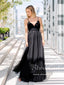 Spaghetti Straps V Neckline Pleated Tulle Bodice A Line Long Prom Dress ARD2621