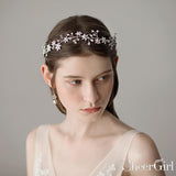 Sparkly Crystal Petals Silver Bridal Headband ACC1112-SheerGirl