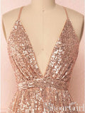 Sparkly Deep V-neck Homecoming Dress Sequins Backless Formal Dresses ARD2430-SheerGirl