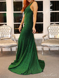 Sparkly Emerald Green Mermaid Prom Dresses V Neck Pageant Dress ARD2149-SheerGirl