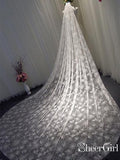 Sparkly Firework Printed Ivory Tulle Bridal Veils Cathedral Train ACC1041-SheerGirl