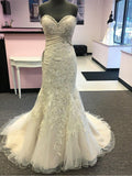 Strapless Beaded Wedding Dresses Trumpet Lace Sweetheart Wedding Gowns SWD0069-SheerGirl