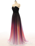 Strapless Black Ombre Prom Dresses A Line Celebrity Formal Evening Ball Gowns APD1648-SheerGirl